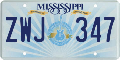 MS license plate ZWJ347