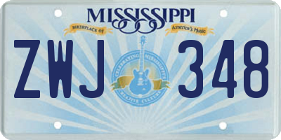 MS license plate ZWJ348