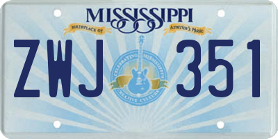 MS license plate ZWJ351