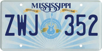 MS license plate ZWJ352