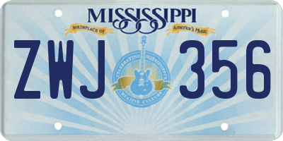 MS license plate ZWJ356