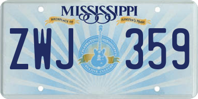 MS license plate ZWJ359