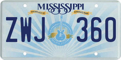 MS license plate ZWJ360