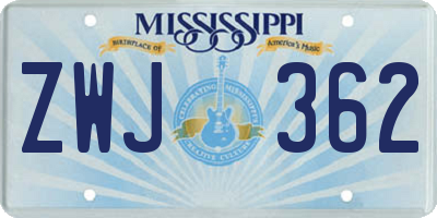 MS license plate ZWJ362