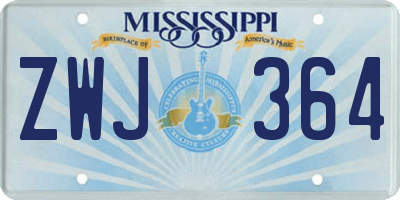MS license plate ZWJ364