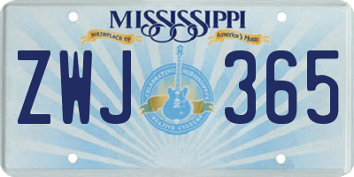 MS license plate ZWJ365