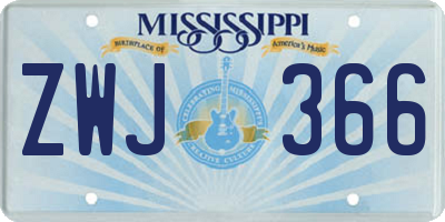 MS license plate ZWJ366