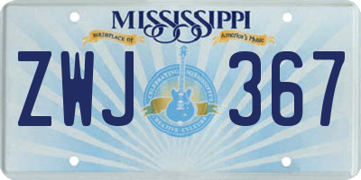 MS license plate ZWJ367