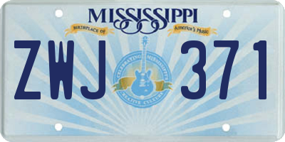 MS license plate ZWJ371