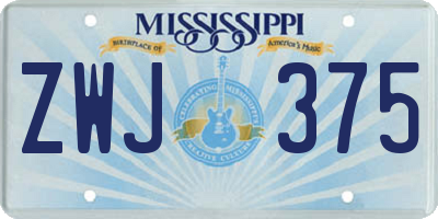 MS license plate ZWJ375