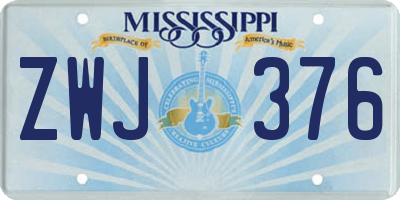 MS license plate ZWJ376