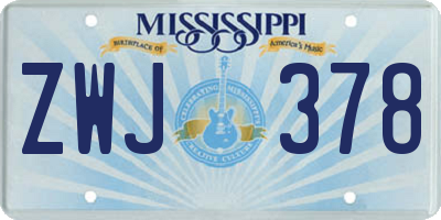 MS license plate ZWJ378