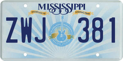 MS license plate ZWJ381