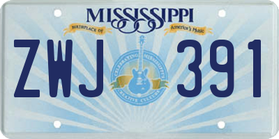 MS license plate ZWJ391