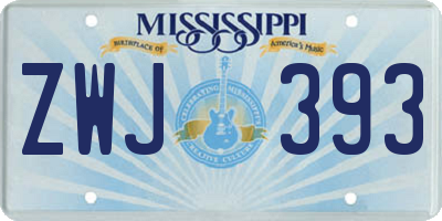 MS license plate ZWJ393