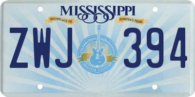 MS license plate ZWJ394