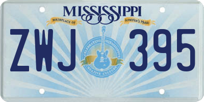 MS license plate ZWJ395