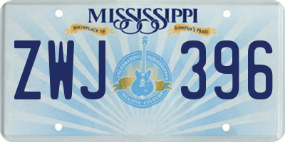 MS license plate ZWJ396