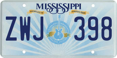 MS license plate ZWJ398