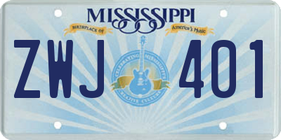 MS license plate ZWJ401