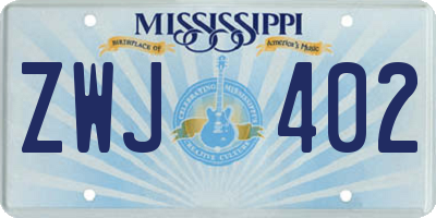 MS license plate ZWJ402