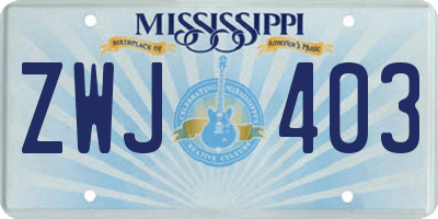 MS license plate ZWJ403