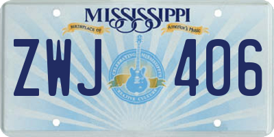 MS license plate ZWJ406