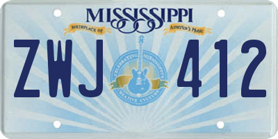 MS license plate ZWJ412