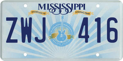 MS license plate ZWJ416