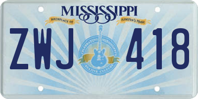 MS license plate ZWJ418