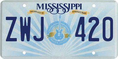 MS license plate ZWJ420