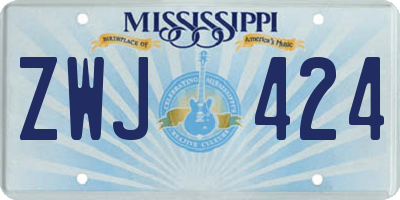 MS license plate ZWJ424