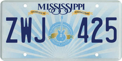 MS license plate ZWJ425