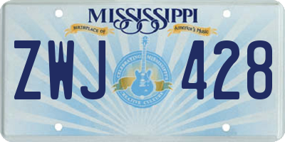 MS license plate ZWJ428