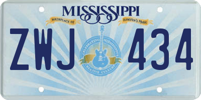 MS license plate ZWJ434