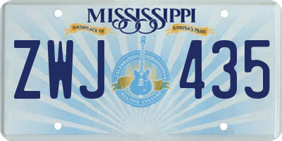 MS license plate ZWJ435