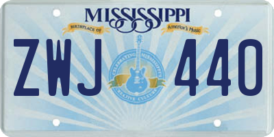 MS license plate ZWJ440