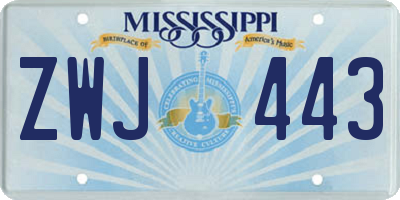 MS license plate ZWJ443