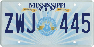 MS license plate ZWJ445