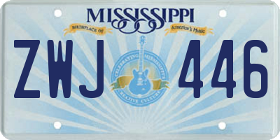 MS license plate ZWJ446