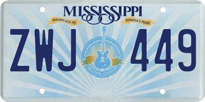 MS license plate ZWJ449