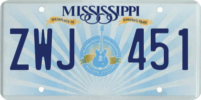 MS license plate ZWJ451