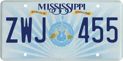 MS license plate ZWJ455