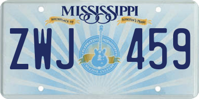 MS license plate ZWJ459