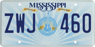 MS license plate ZWJ460