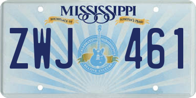 MS license plate ZWJ461