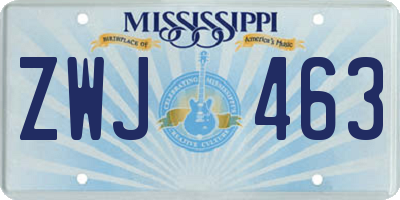 MS license plate ZWJ463