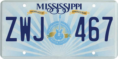 MS license plate ZWJ467
