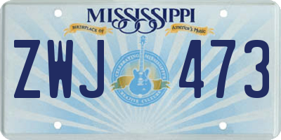 MS license plate ZWJ473