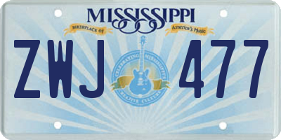 MS license plate ZWJ477